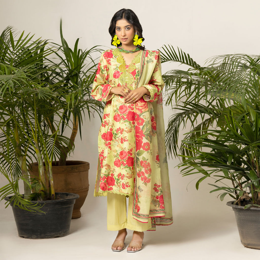 Floral 3-Piece Lawn – AB0001