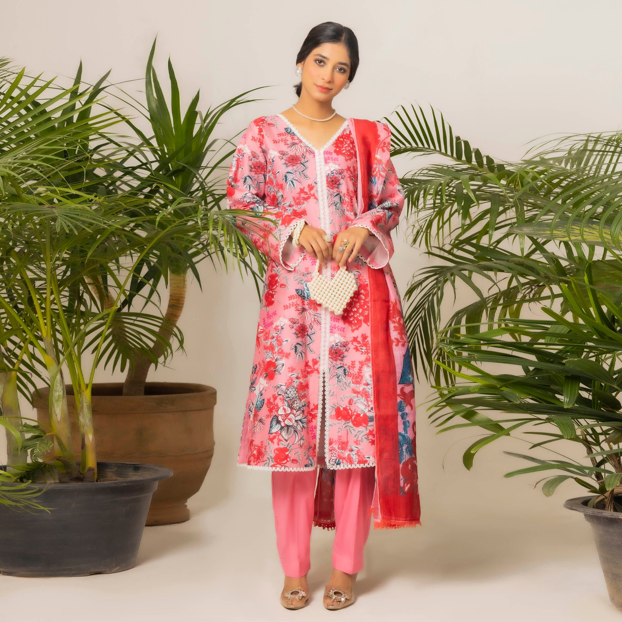 Rosy Charm 3-Piece Lawn – AB0013
