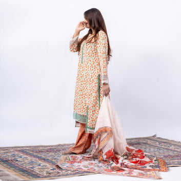 Orange Blossom Printed 3-Piece Suit
