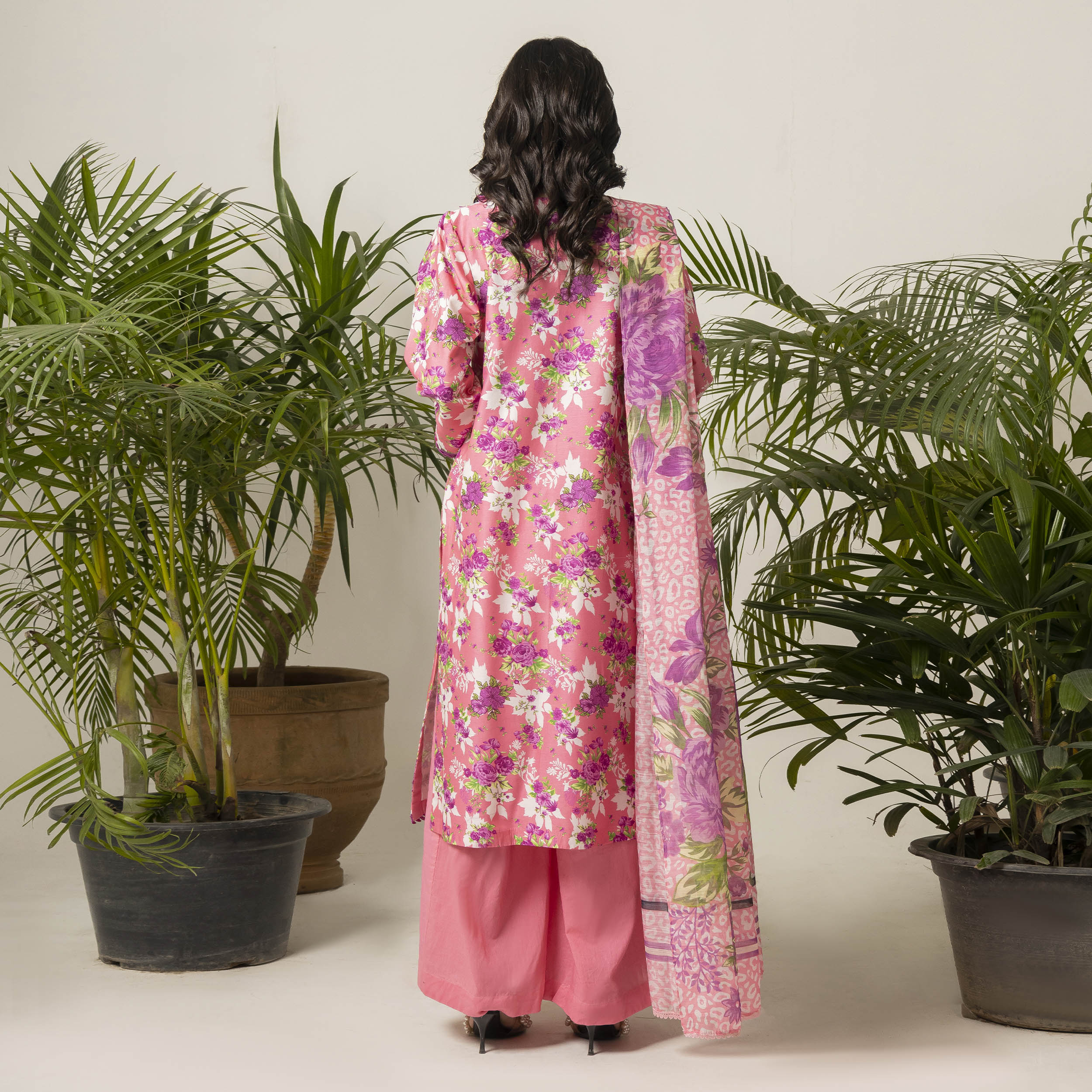 Pink Floral 3-Piece Lawn – AB0002