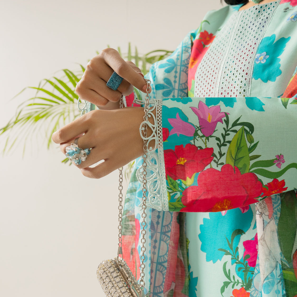 Aqua Floral 3-Piece Lawn – AB0003