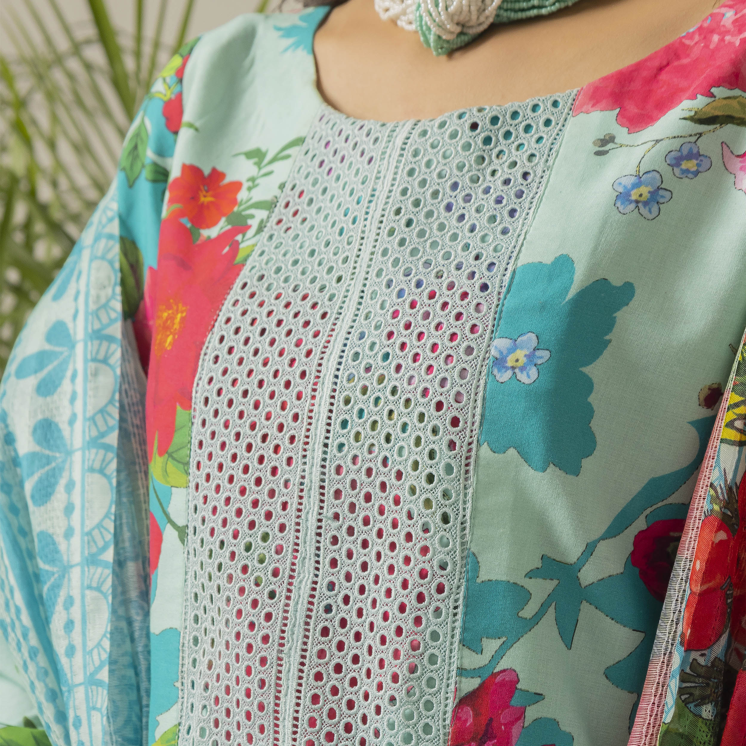Aqua Floral 3-Piece Lawn – AB0003