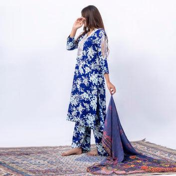 Royal Blue Floral 3-Piece Suit