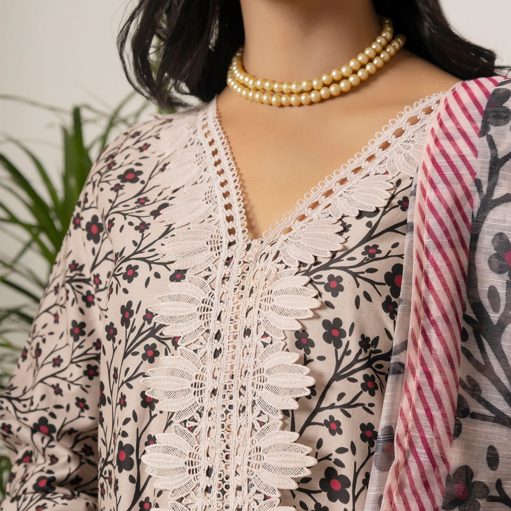 Beige Vine 3-Piece Lawn – AB0004