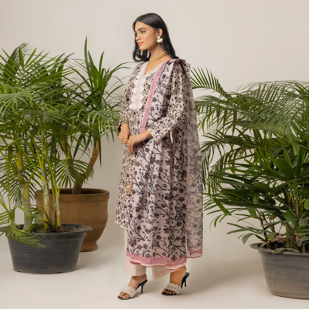 Beige Vine 3-Piece Lawn – AB0004