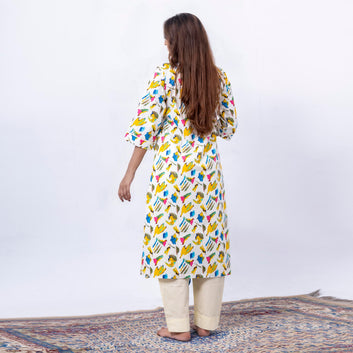 Color Splash Printed 3-Piece Suit