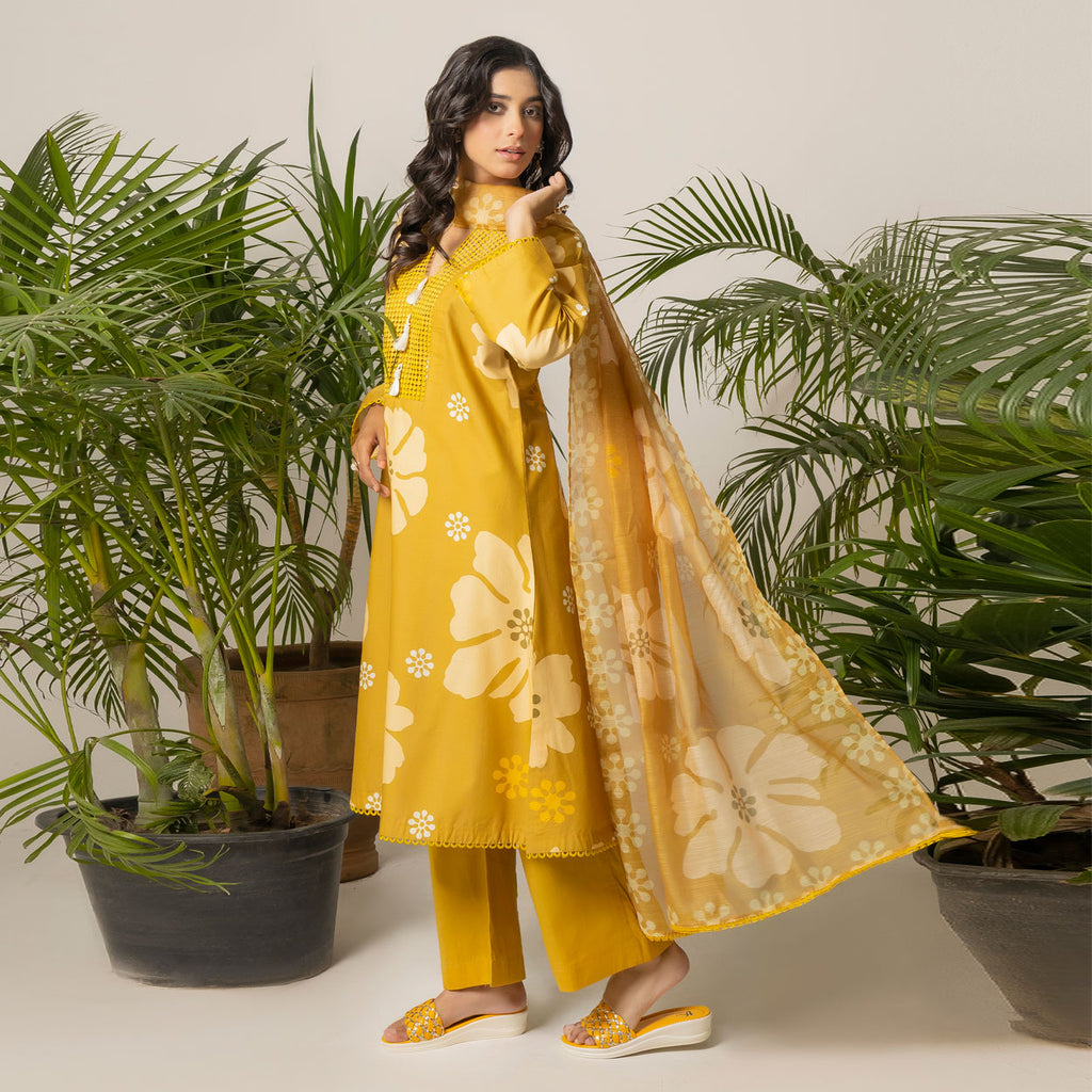 Mustard Bloom 3-Piece Lawn – AB0005