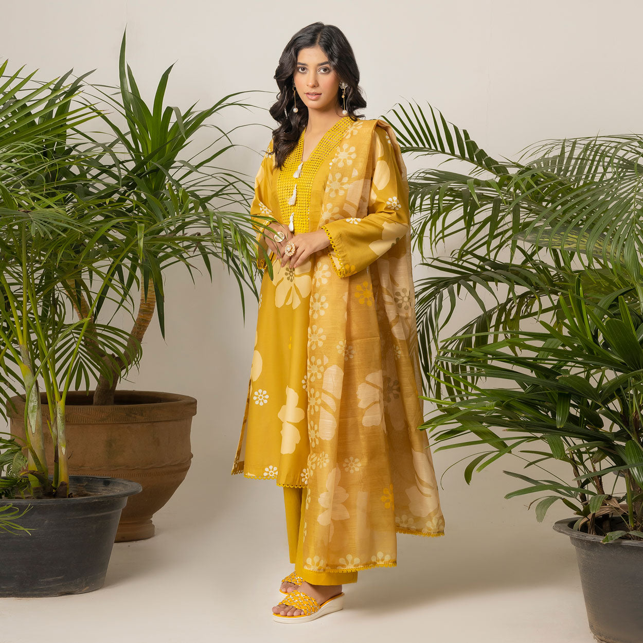 Mustard Bloom 3-Piece Lawn – AB0005