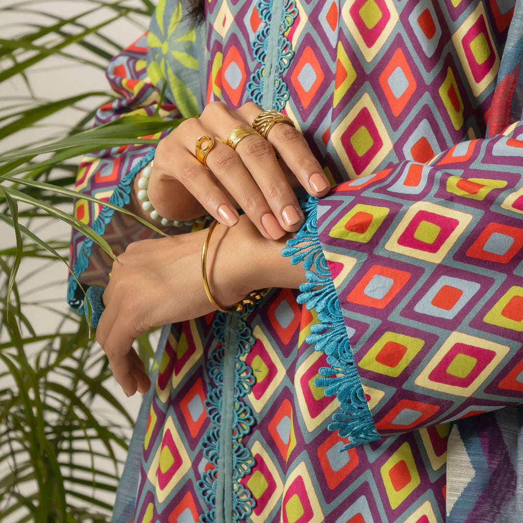 Geometric Print 3-Piece Lawn – AB0007