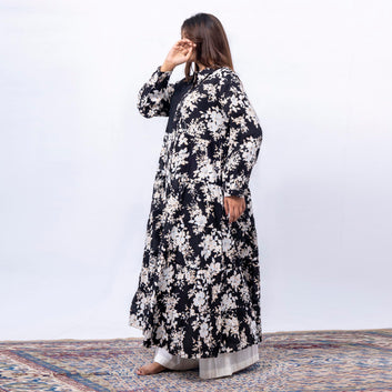 Black Floral Tiered Maxi Dress