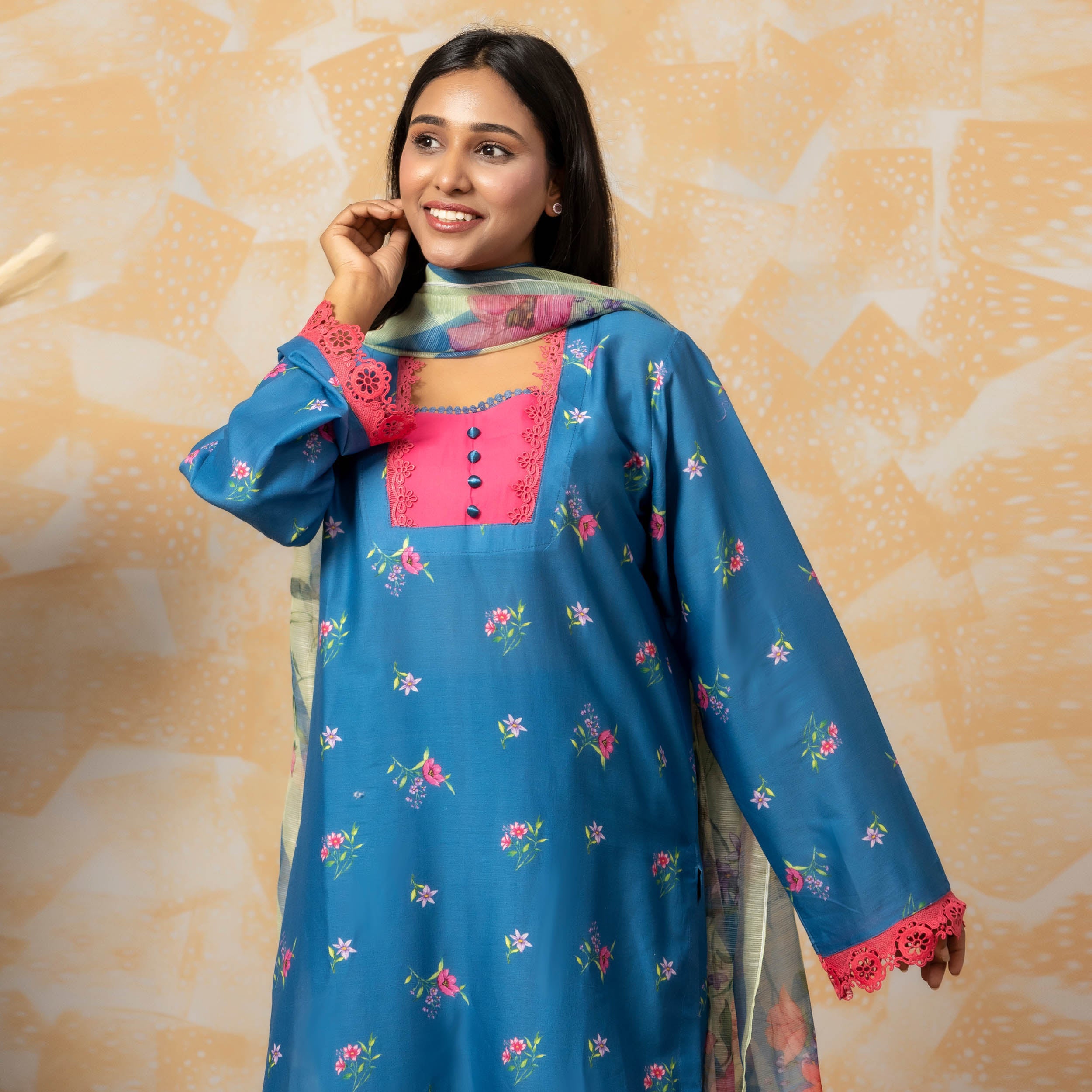 Teal Blossom 3PC – AB0025